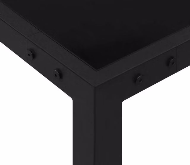 Berkfield Home Square Extendable Garden Table in Black Matt Steel and Glass, W/D/H: 130 x 130 x 72 cm