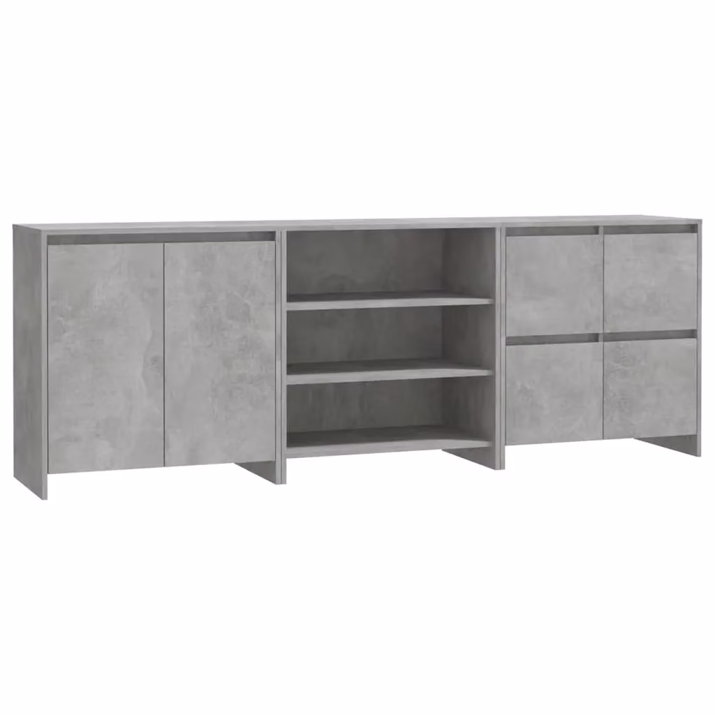 Berkfield Home 3 Piece Modern Concrete Grey Engineered Wood Sideboard Set – 2