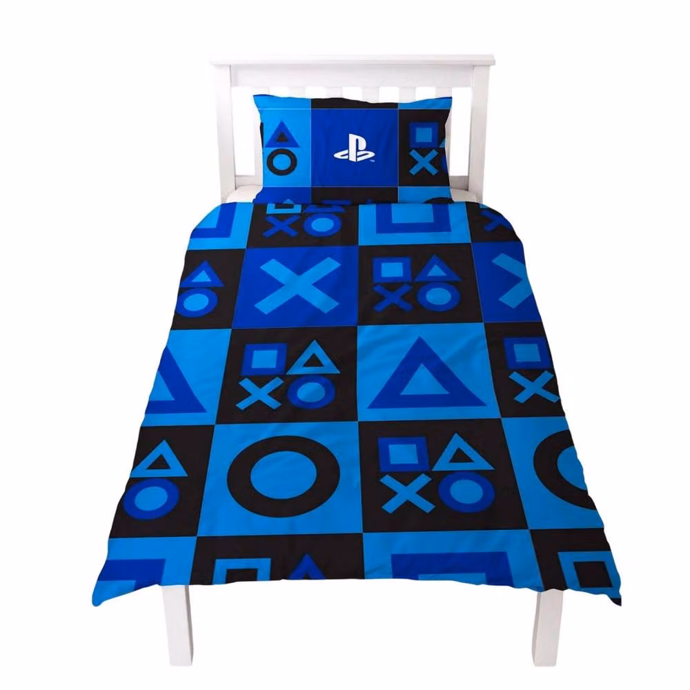 Playstation Blue Checked Reversible Duvet Cover and Pillowcase Set – 2