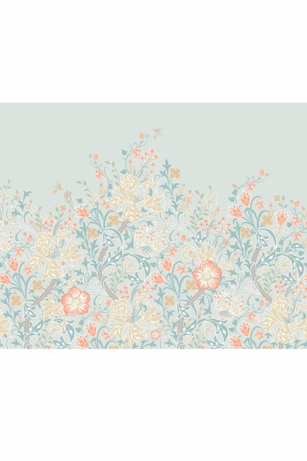 Origin Murals Trailing Lily Floral Wall Mural in Duck Egg Blue, W: 300 cm, H: 240 cm – 2