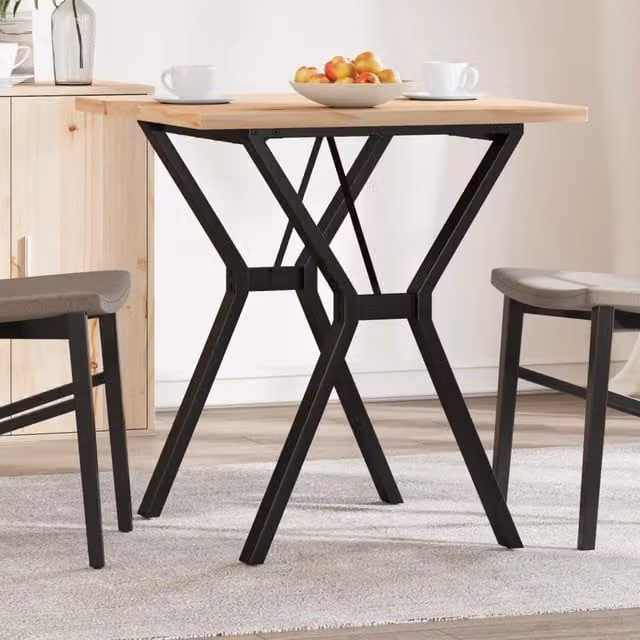 Berkfield Home Rustic Square Dining Table in Brown Solid Pine and Steel, W/D/H: 70 x 70 x 75.5 cm – 1