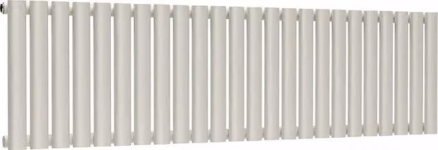 Lux Heat Oval Horizontal Single Wall Radiator in Stone White, W: 144 cm, H: 40 cm