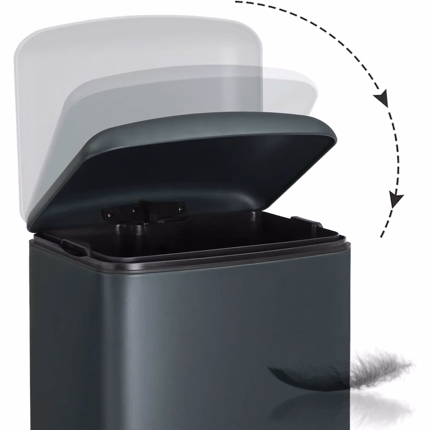 SONGMICS Medium Steel Kitchen Pedal Bin with Soft-Close Lid and Removable Inner Bucket in Anthracite Grey, W/D/H: 30.0 x 34.5 x 42.0 cm – 6