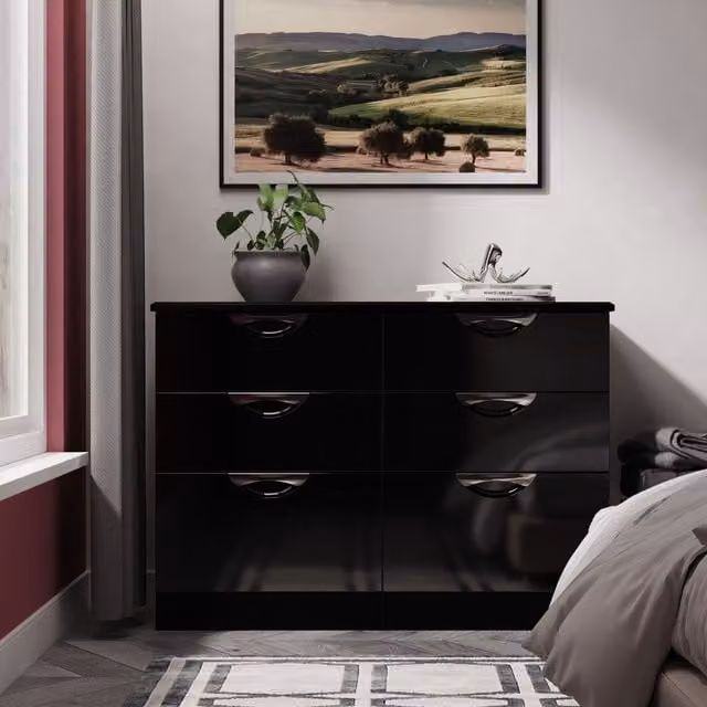 2 U Holborn 6 Drawer Wide Chest in Black