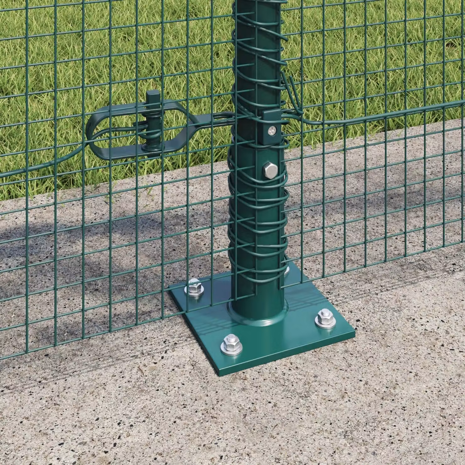 Berkfield Home Set of 2 Green Metal Round Fence Posts – 2