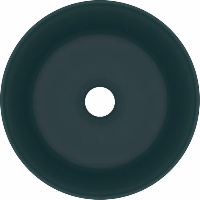 Berkfield Home Luxury Round Ceramic Countertop Wash Basin in Matt Dark Green, Diameter: 40 cm, Height: 15 cm – 1