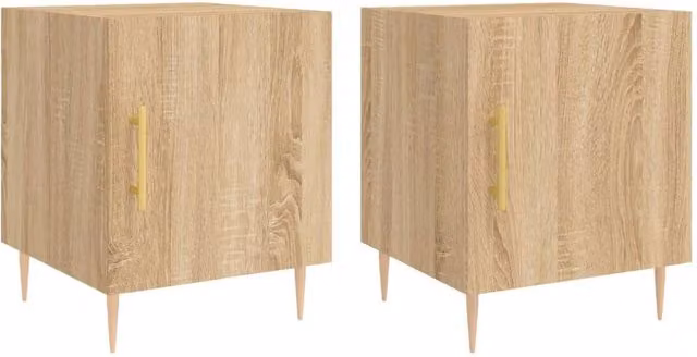 Berkfield Home Set of 2 Sonoma Oak Bedside Cabinets in Brown, W/D/H: 40 x 40 x 50 cm