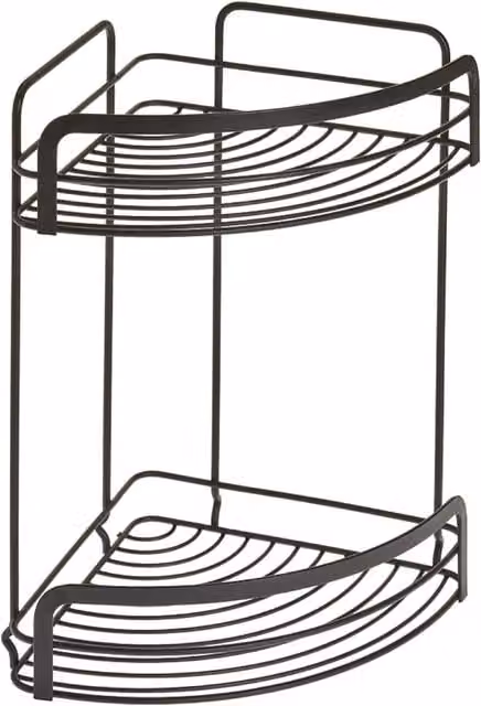 Metaltex Origin 2-Tier Freestanding Corner Storage Rack in Matt Black Metal