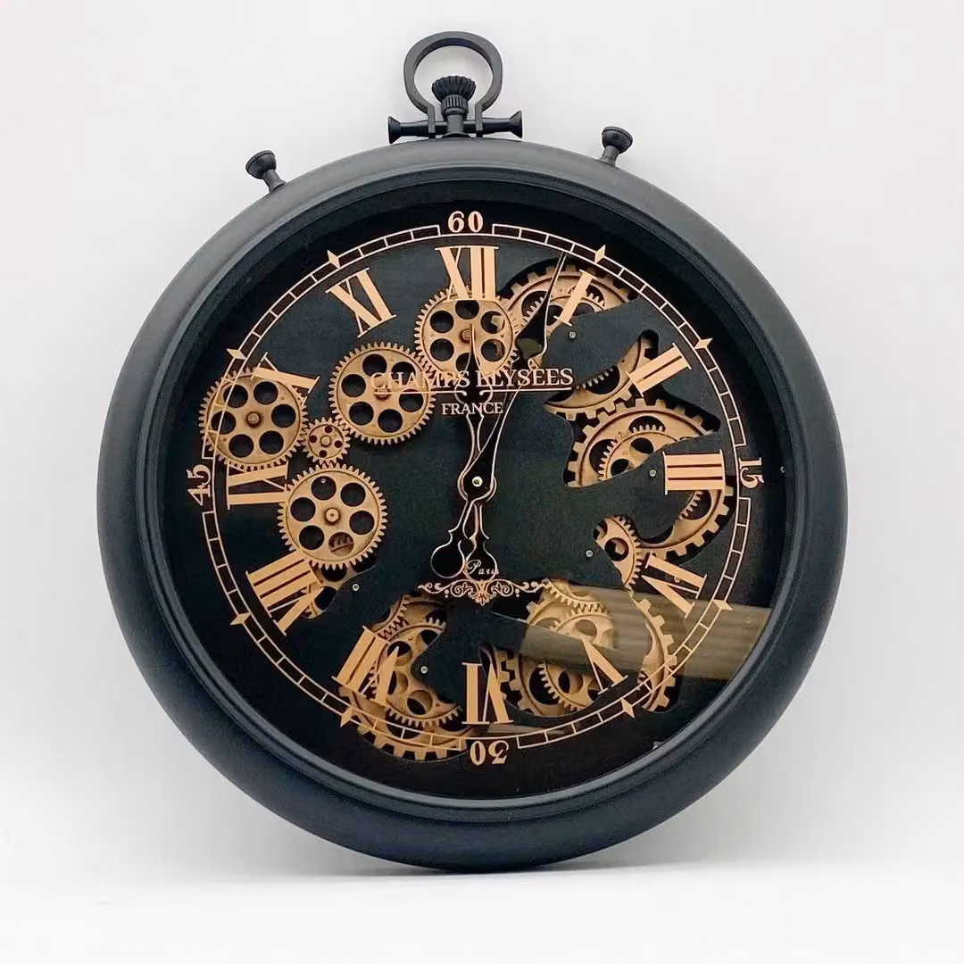 Minster Black Metal Gear Wall Clock, W62 x H62 x D8 cm – 2