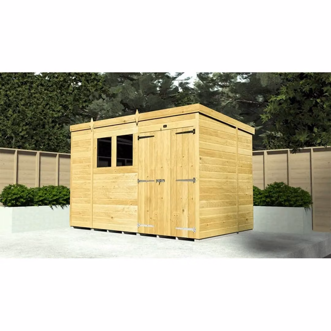 Buttercup Farm Brown Wooden Pent Shed with Double Doors and Windows, W/D/H: 127 x 178 x 201 cm – 3