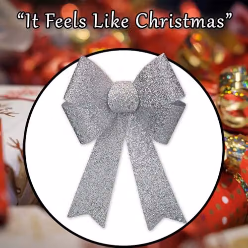 VFM e-Store Light Up Tinsel Bow Christmas Decoration, Silver, W/D/H: 29 x 43 x 10 cm – 7