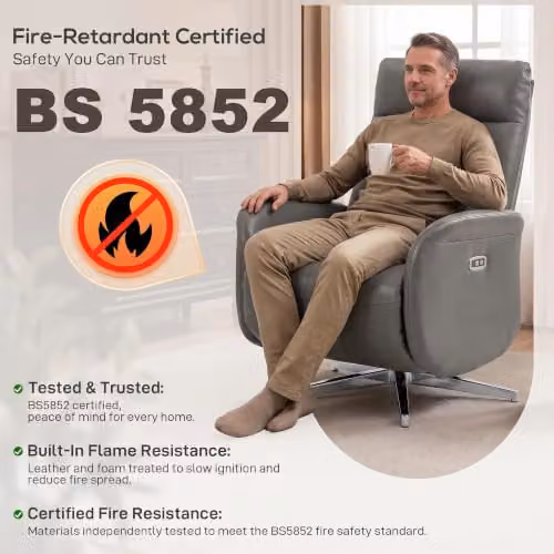 HOMCOM Electric Swivel Recliner Armchair in Grey with USB Ports and Metal Frame – 6