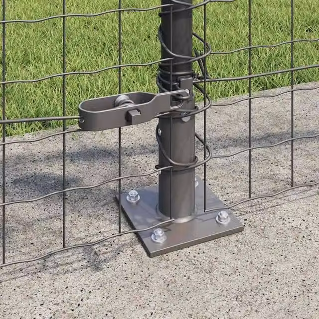 vidaXL Set of 52 Grey Concrete and Metal Decorative Square Fence Posts, W/D/H: 3.2 x 3.2 x 90 cm