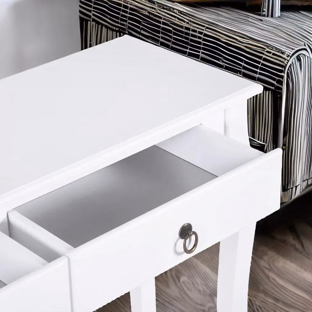 Rafaelo Mobilia Modern White Console Table with 2 Drawers and Shelf, W: 76 cm, D: 33 cm, H: 33 cm – 4