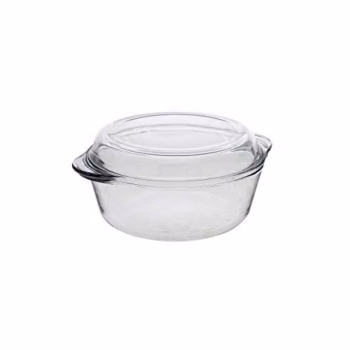 Pasabahce Round Transparent Glass Casserole Dish with Lid