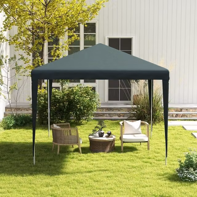 Outsunny Garden Gazebo Marquee Party Tent Canopy, Dark Green, W/D/H: 270 x 270 x 270 cm