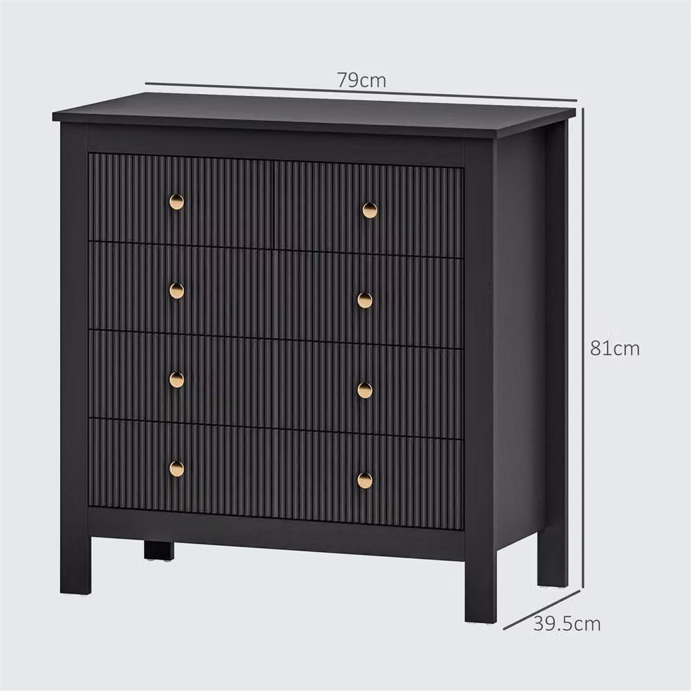 EONLION Modern 5 Drawer Black Bedroom Chest of Drawers with Gold Accents, Width: 100 cm – 2