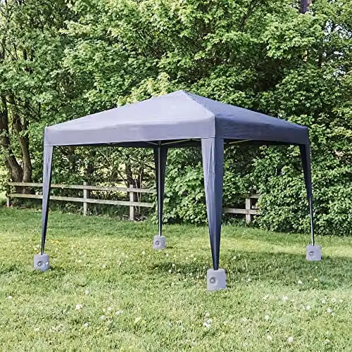 VonHaus Set of 4 Grey Plastic Gazebo Leg Weights for Sand or Water Fill, Suitable for Outdoor Gazebos, Marquees and Party Tents – 3