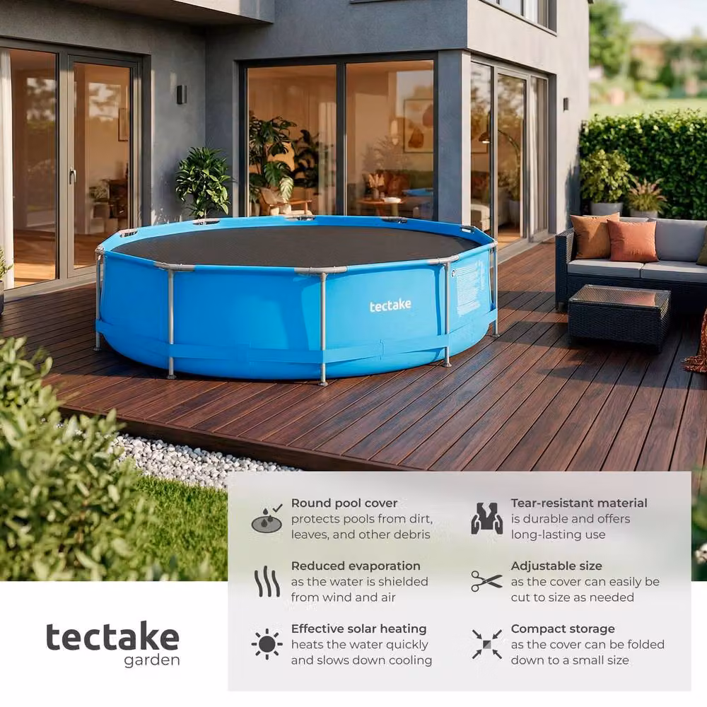tectake Round Black Thermal Solar Film Pool Cover, Diameter: 250 cm – 3