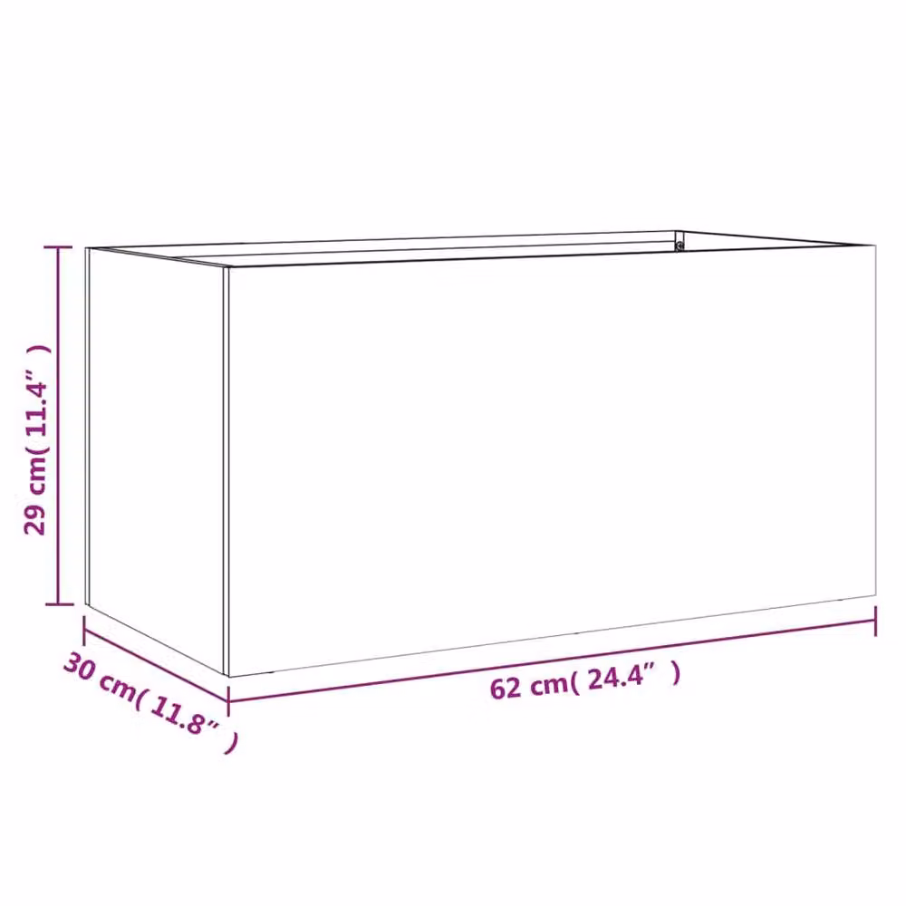 Berkfield Home Steel Planter Tub, Green, W: 62 cm, D: 30 cm, H: 29 cm – 4