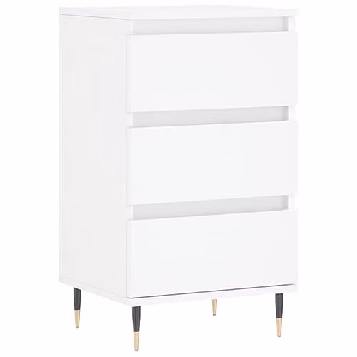 vidaXL Modern White Sideboard in Matt MDF and Metal, W/D/H: 40 x 35 x 70 cm
