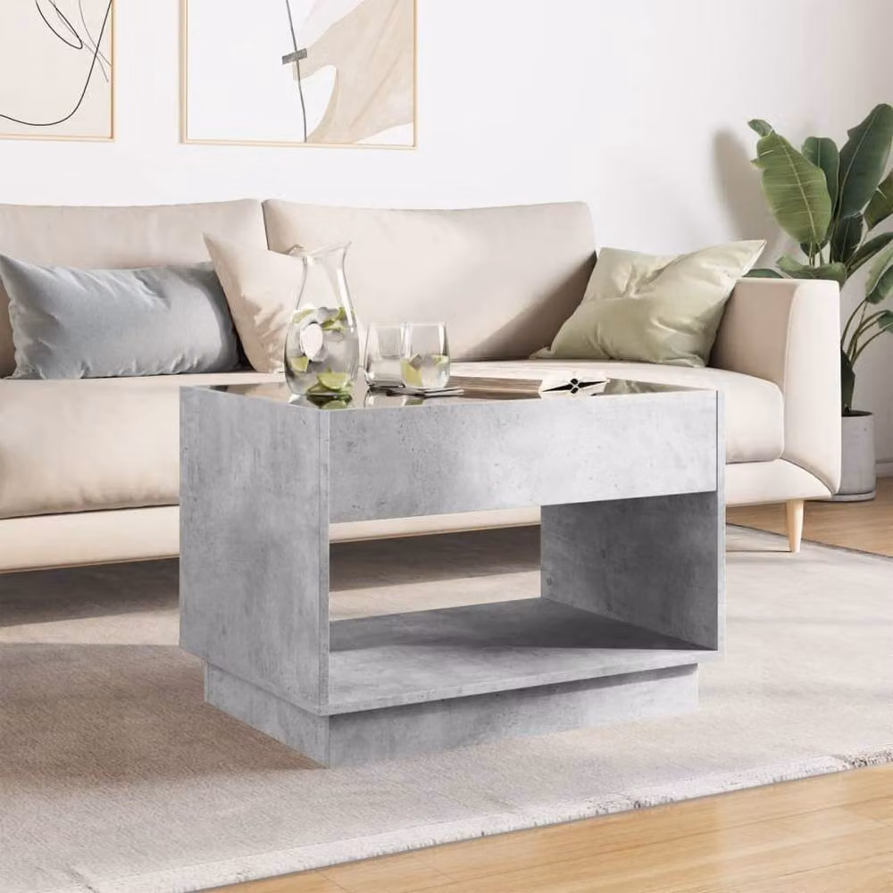 Berkfield Home Infinity LED Coffee Table in Concrete Grey, W/D/H: 70 x 50 x 50 cm – 2