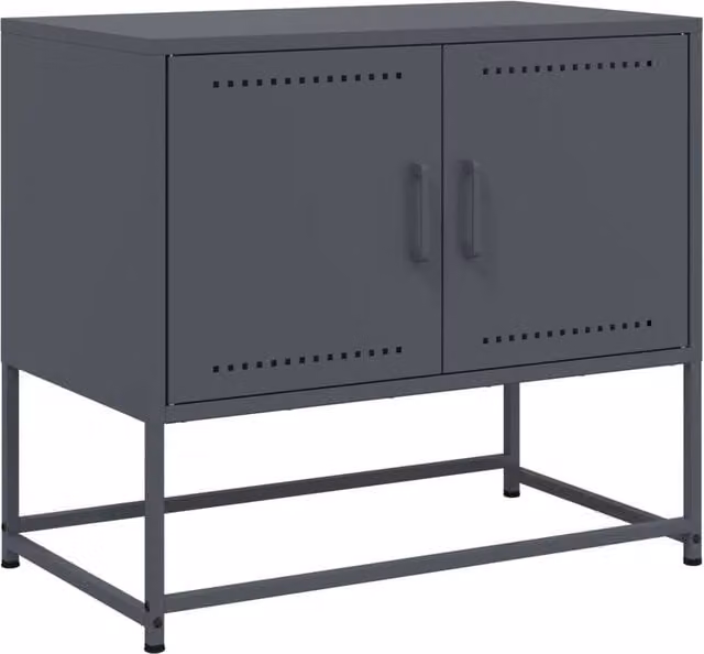 Berkfield Home Industrial Steel TV Cabinet in Anthracite, W: 68.5 cm, D: 39 cm, H: 60.5 cm – 1