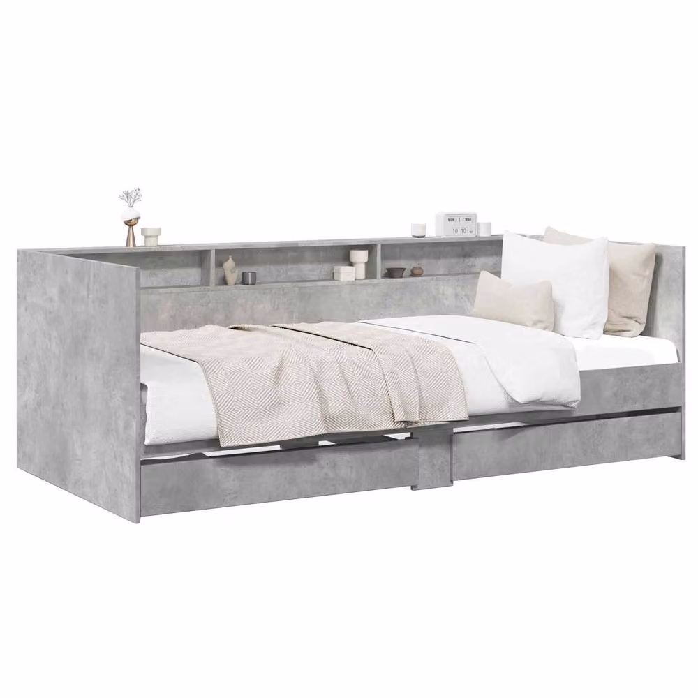 Berkfield Home Minimalist Bed Frame with Storage Drawers in Grey, W/D/H: 80 x 200 cm – 2