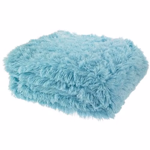 Catherine Lansfield Fluffy Fleece Throw Blanket in Blue, W: 150 cm, D: 200 cm – 1