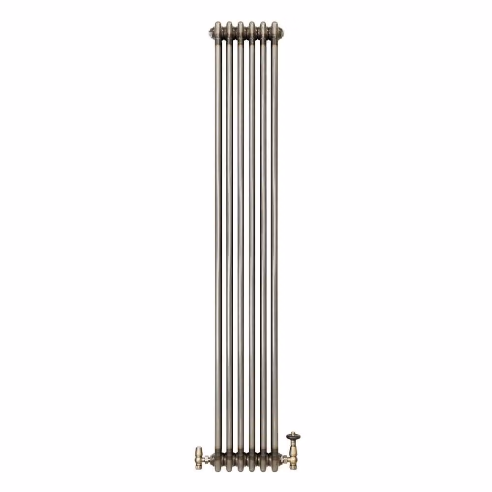 Monstershop Traditional 3 Column Steel Radiator and Valves in Silver, H: 180 cm, W: 29 cm, D: 29 cm – 2