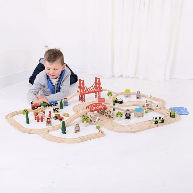 Bigjigs Rail Multi-coloured Wooden Road Rail Train Starter Set
