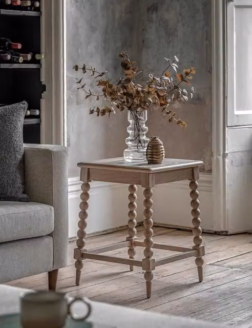 Gallery Direct Artisan Square Oak Wood Side Table in Natural Brown