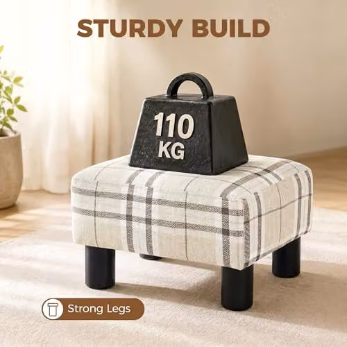 HOMCOM Multicolour Fabric Cube Foot Stool Ottoman, W/D/H: 40 x 30 x 24 cm – 3