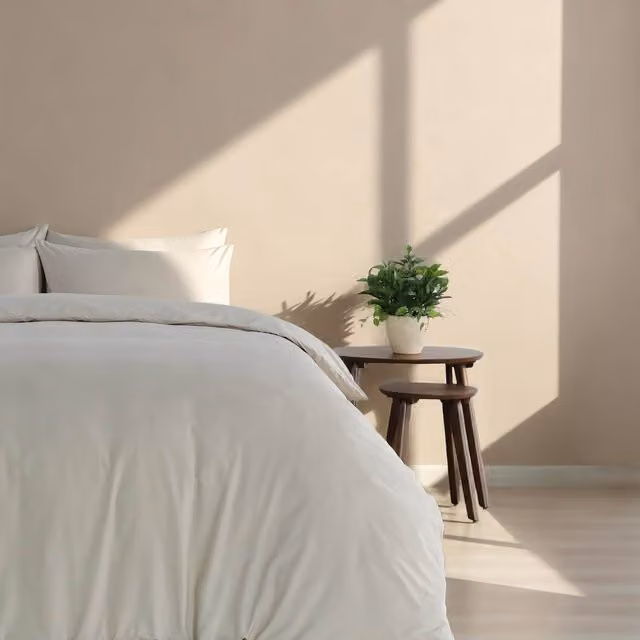 Martex Cotton Percale Duvet Cover Set in Beige, W: 90 cm, L: 200 cm