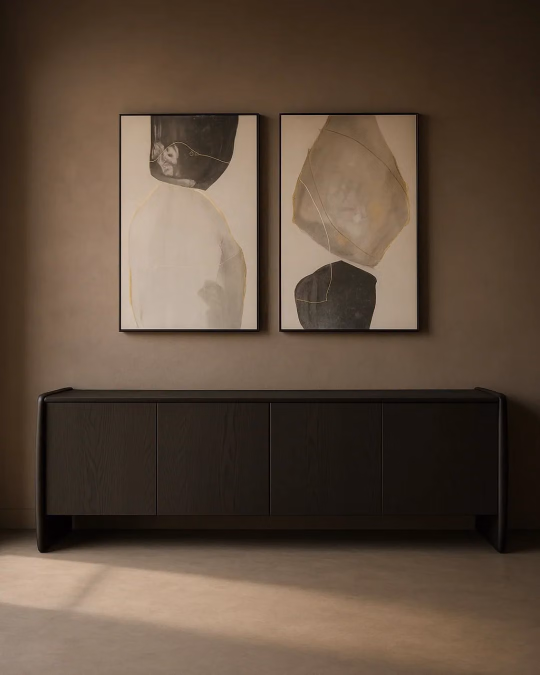 Underline 4 Door Buffet Sideboard in Black Oak