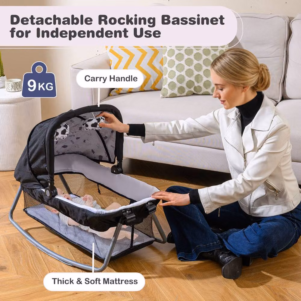 CASART Foldable Nursery Center Bassinet Baby Playard with Diaper Changing Table, Multicolour – 9