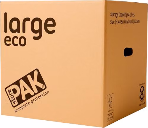 StorePAK Eco Brown Cardboard Archive Moving Boxes with Handles, Pack of 10, 64 Litres, H 40.5 x W 40.5 x D 40.5 cm