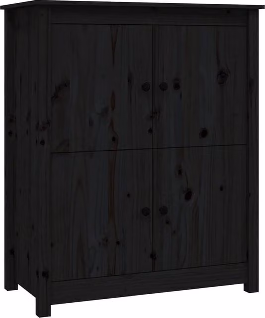 Berkfield Home Black Rustic Solid Wood Pine Sideboard W/D/H: 83 x 41.5 x 100 cm – 1