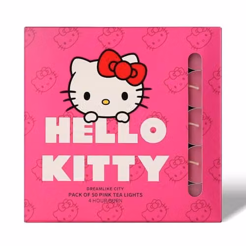 Hello Kitty Dreamlike City Scented Tealight Candles, Pink, Pack of 50, D: 3.77 cm, H: 1.45 cm