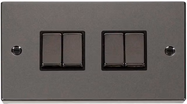 SE Home Black Nickel 4 Gang 2 Way Ingot Flush Light Switch