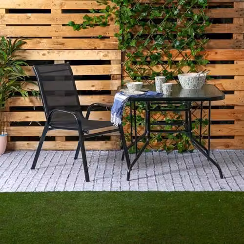 Harbour Housewares Texteline Canvas Garden Chair Set, 2 Piece, Black – 2