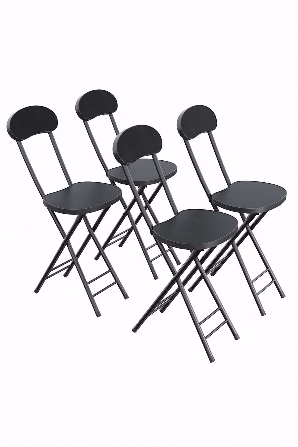 Garden Sanctuary 4-Piece Set of Portable Foldable Stackable Dining Chairs in Black – 2