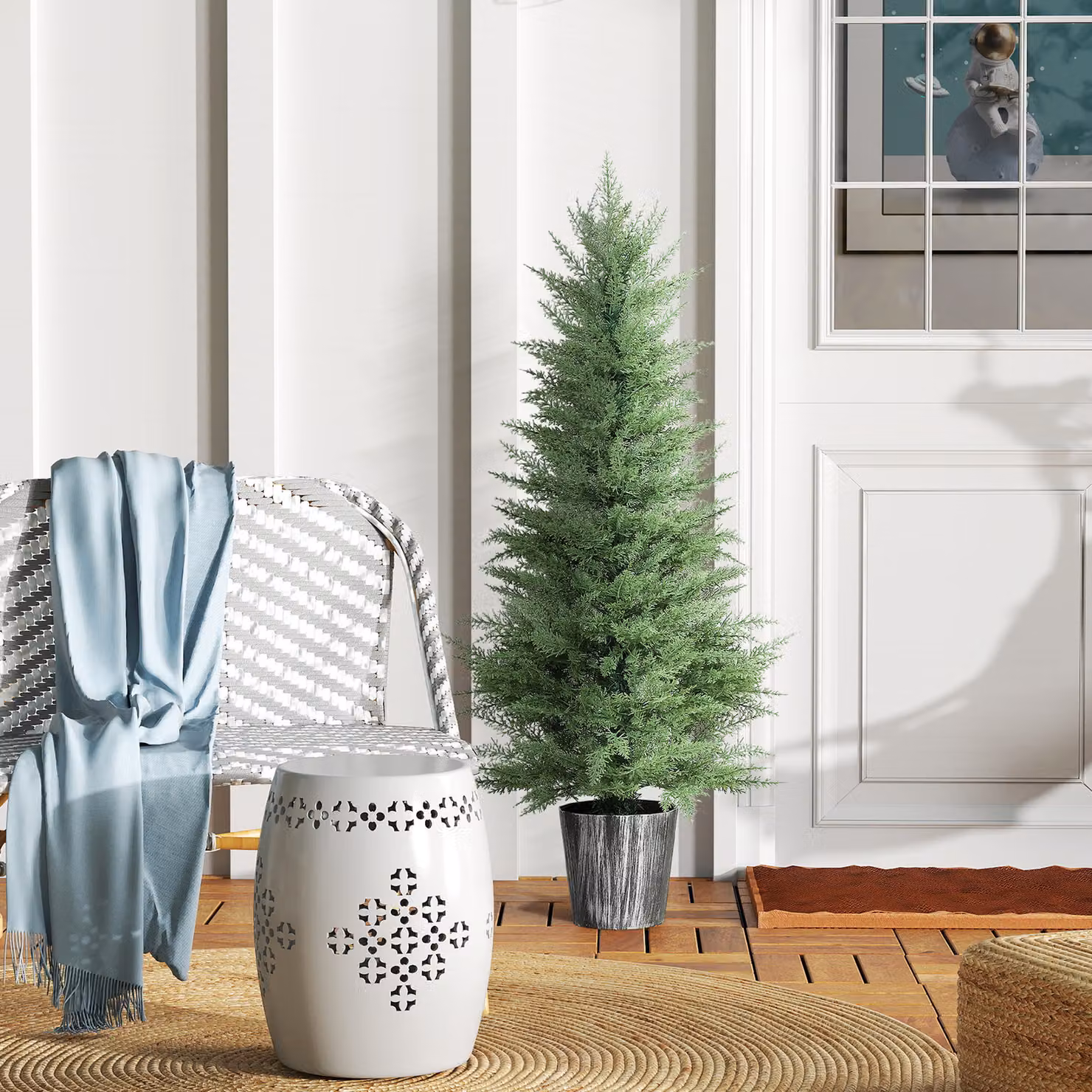 HOMCOM Set of 2 Green Artificial Cypress Trees, 135 cm Height – 5