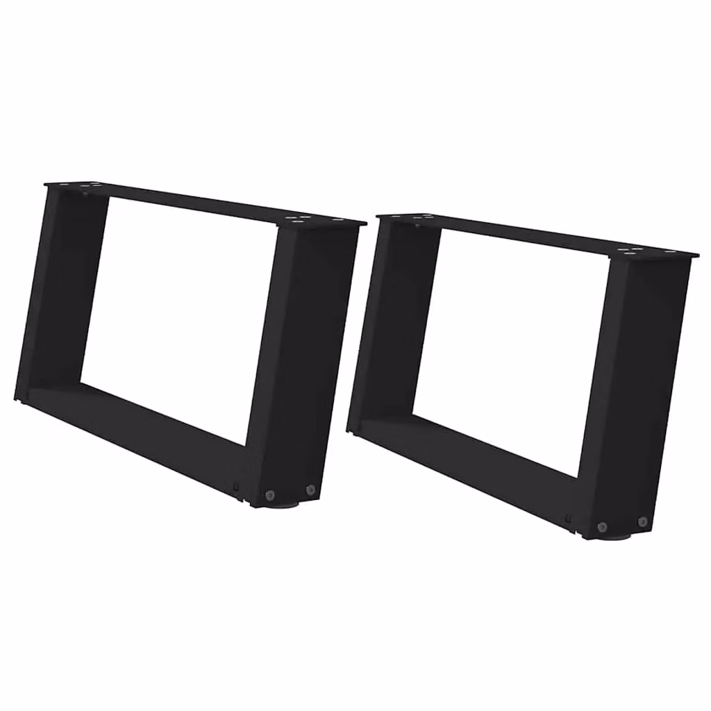 Berkfield Home U-Shaped Coffee Table Legs, 2 Pieces, Black Matt Steel, H: 60 cm, W: 30-31 cm – 2