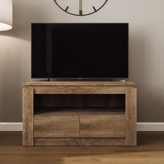 GFW Rustic Canyon 2 Drawer TV Unit in Grey and Brown Wood
