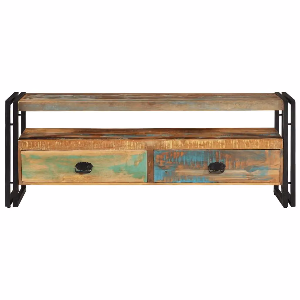 Berkfield Home Retro TV Cabinet in Multicolour Solid Reclaimed Wood and Metal – 2
