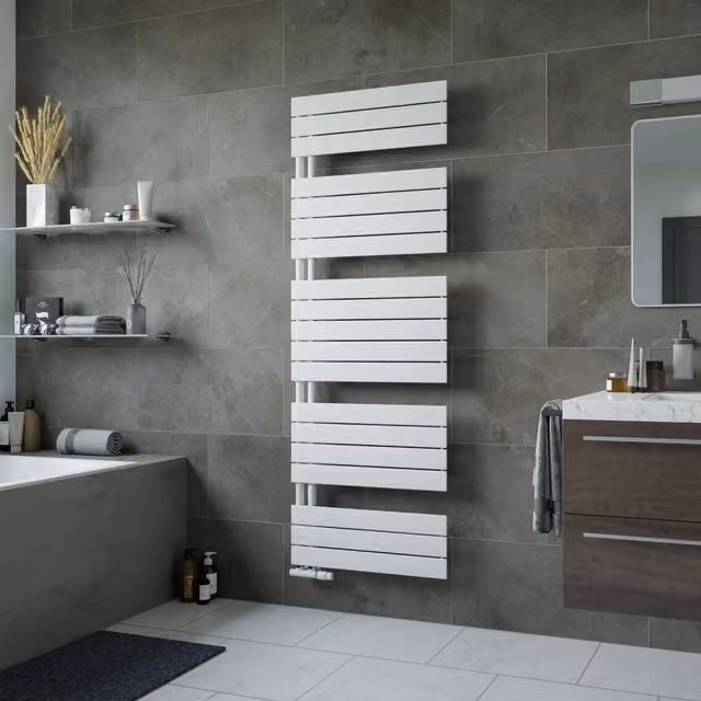 Agadon Panio Up Designer Panel Towel Radiator in White, W: 50.0 cm, H: 74.5 cm – 1