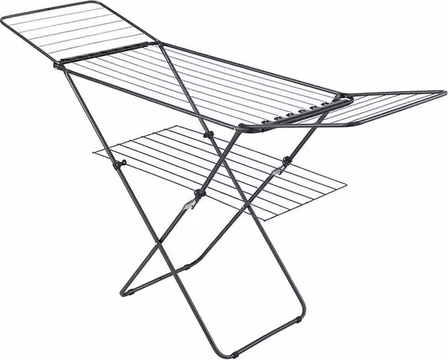 Metaltex Panarea Heavy-Duty Wing Laundry Dryer in Black, Foldable Clothes Airer with 26m Drying Space, H 180 x W 55 x D 100 cm – 1