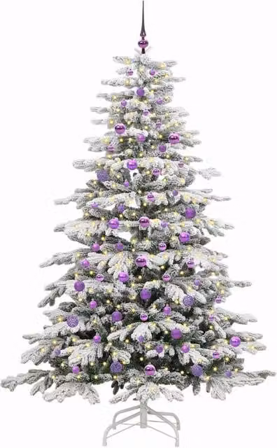 Berkfield Home Elegant White Artificial Hinged Christmas Tree, Height: 210 cm – 1