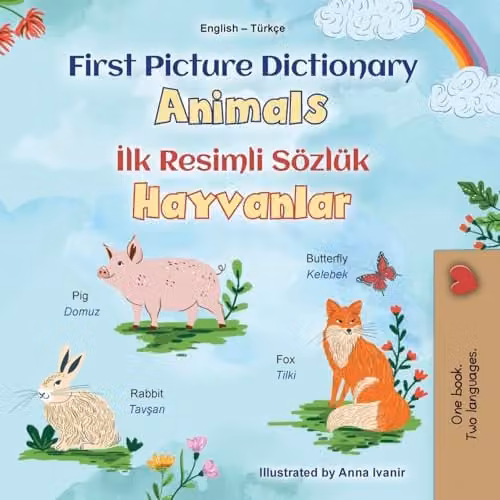First Picture Dictionary - Animals English Turkish Bilingual Children's Book by Kidkiddos Books Ltd. Multicolour